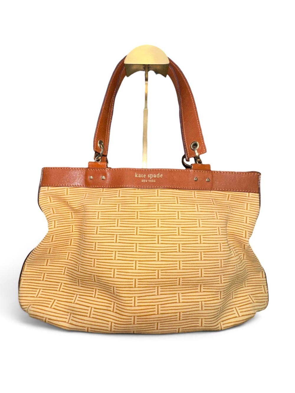 Kate Spade Classic Stucco Stevie Canvas Leather Tote